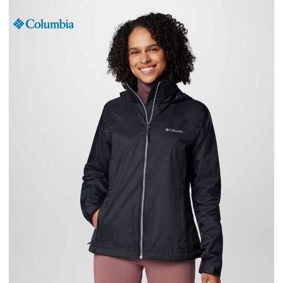 Columbia Womens Switchback IV Jacket Rain Sz M Medium Black Packable Omni-Shield - Picture 1 of 10